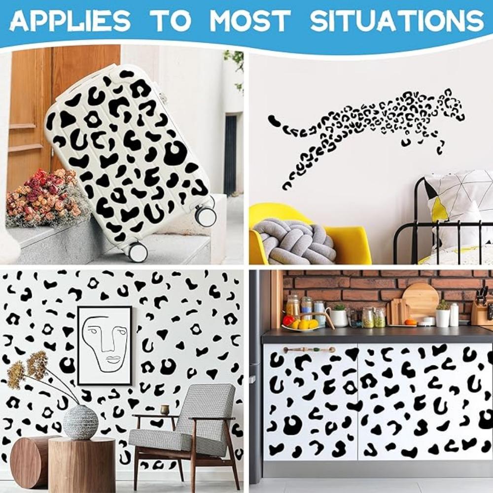 10 листов настенных наклеек с леопардовым принтом, настенные наклейки с черным леопардовым принтом, виниловые обои для самостоятельного снятия обоев и приклеивания для спальни, детской комнаты, украшения дома