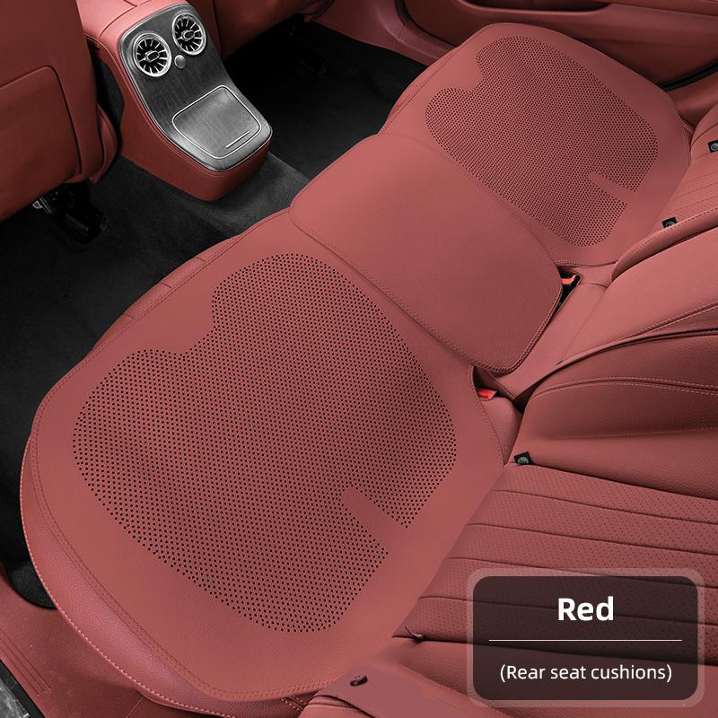 Four-Season Universal Car Seat Cushion Pu Leather Protective Pad Perforated Breathable Integrated Half-Cover Front and Rear Seat Cover Car Interior