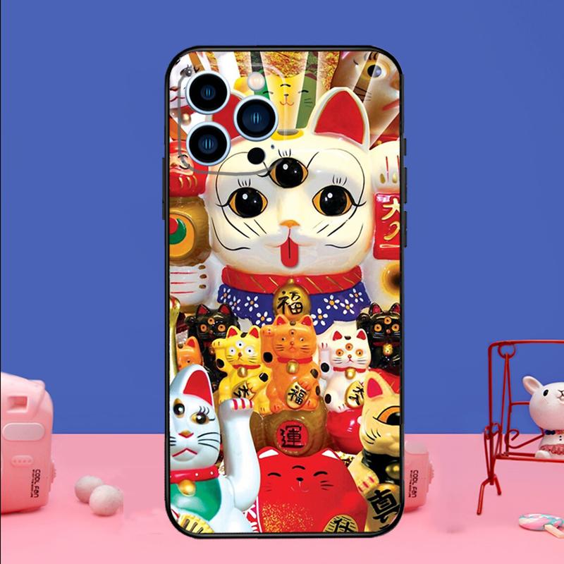 Japanese Lucky Cat Art Phone Case For iPhone 17 16 15 14 13 11 12 Pro Max Plus 13 12 mini 16e 17 Air Bumper Cover