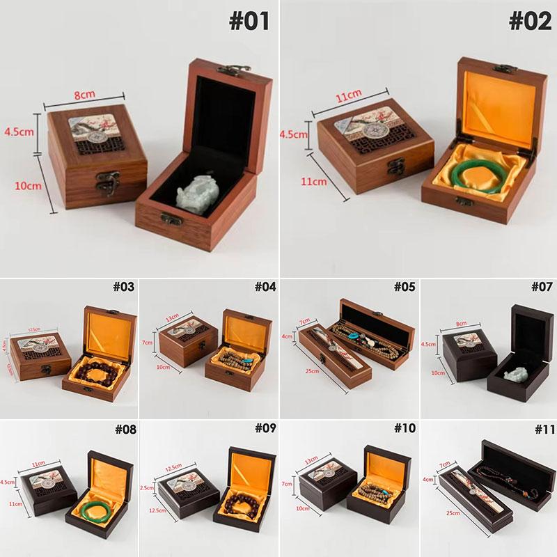Wooden Buddha Bead Bracelet Jewelry Storage Box Necklace Pendant Ring Box Jewelry Jade Packaging Display Gift Jewelry Box