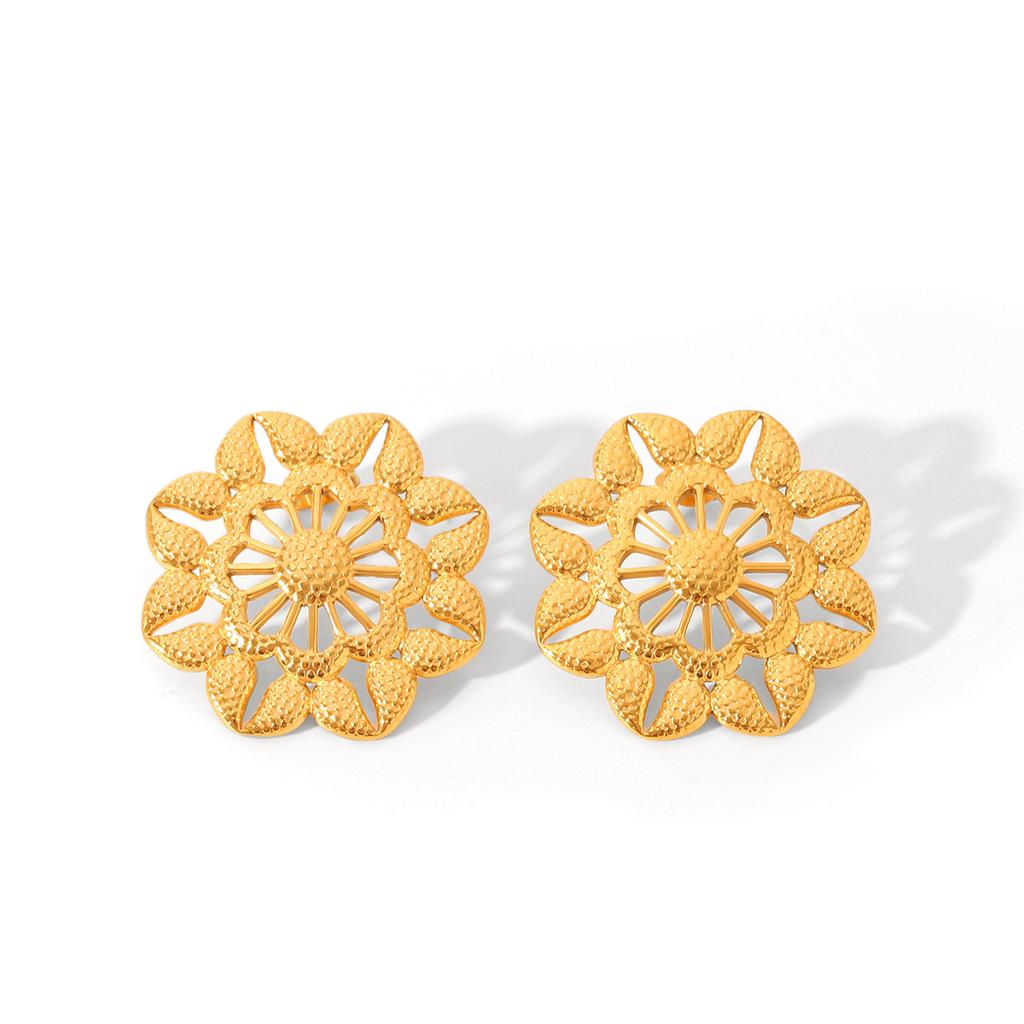 Новые серьги-подсолнухи из титановой стали для женщин, модные ретро-украшения высокого класса с золотым покрытием из нержавеющей стали, подарок