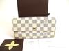 Authentic Damier Azur White Leather Flap Wallet Purse Sarah #a914  Refurbished