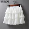 Летние женские мини-юбки с эластичной резинкой на талии, женские шифоновые повседневные однотонные юбки для торта, женские черные, белые короткие плиссированные юбки