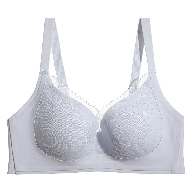 Thin breathable seamless underwear women's big breasts show small breasts, anti-sagging adjustment type no steel ring bra