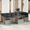 8-piece Garden Sofa Set with Light Grey Cushions In Poly Rattan, 2-seater Garden Sofa with Storage 3357515
