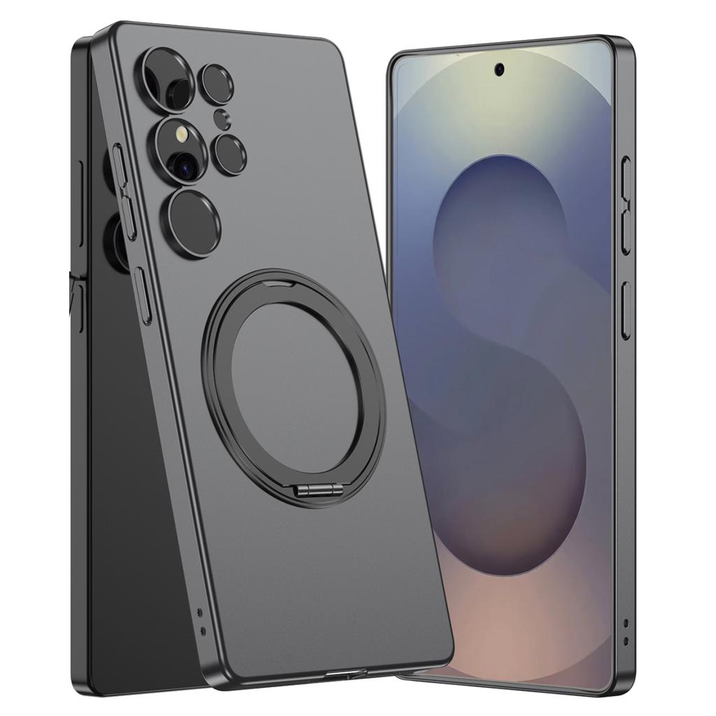 Магнитный чехол для Samsung Galaxy S25 Ultra с вращающейся подставкой, тонкая накладка из твердого ПК для телефона