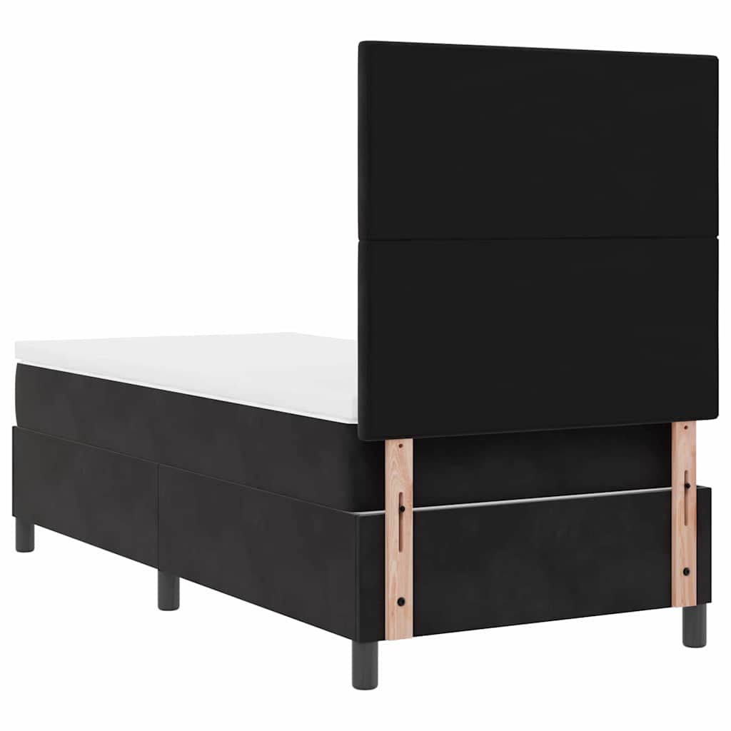 LED Box Spring Bed with Mattress Black 100 x 200 cm Velvet
