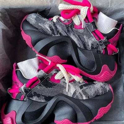 Оригинальные дизайнерские женские туфли Кроссовки на толстой подошве Ковбойские парусиновые повседневные туфли для женщин Увеличивающая рост спортивная обувь