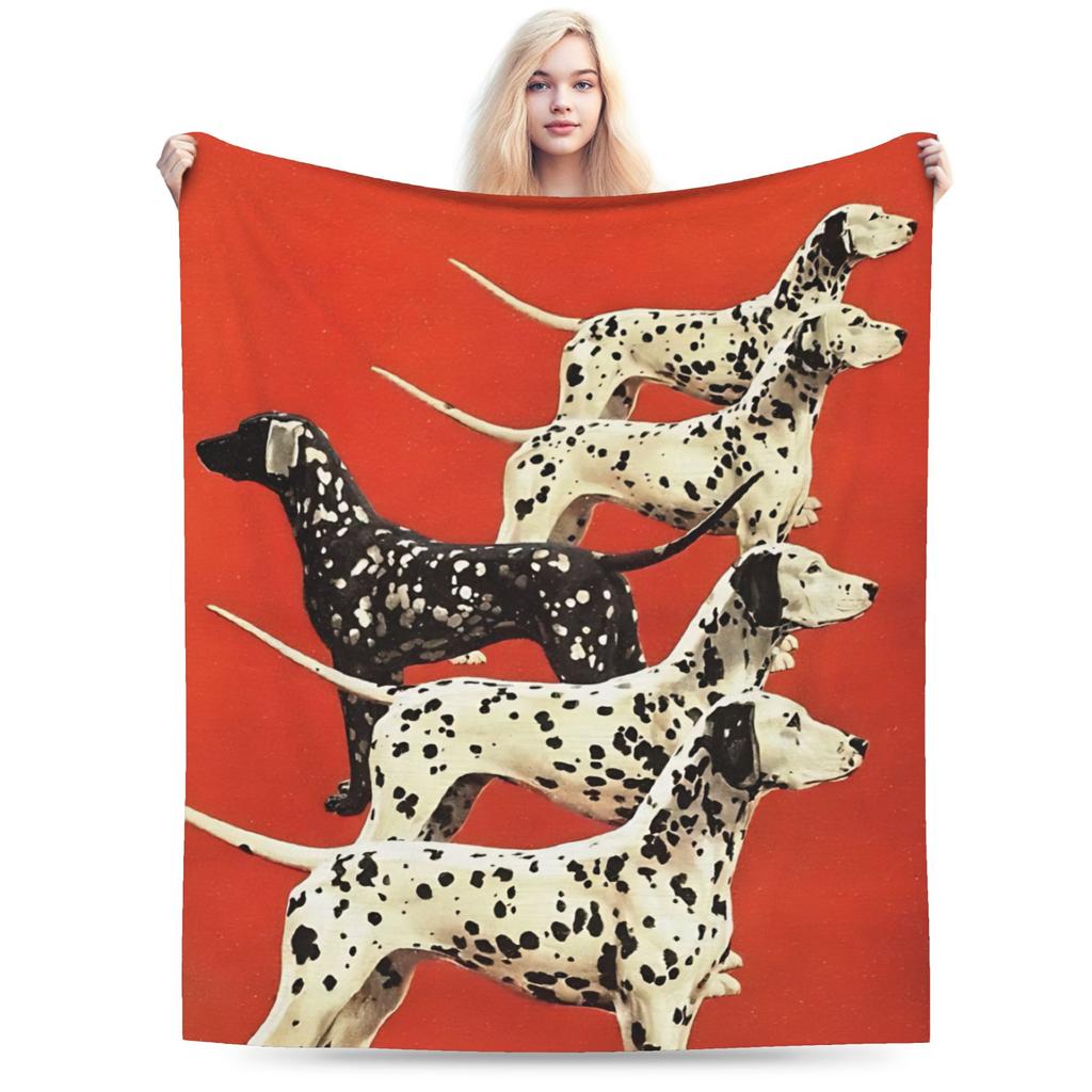 Retro Vintage Art Cute Dogs Warm Soft Blanket Kids Adult Plush Throw Blanket Novelty Outdoor Flannel Bedspread Sofa Bed Cover