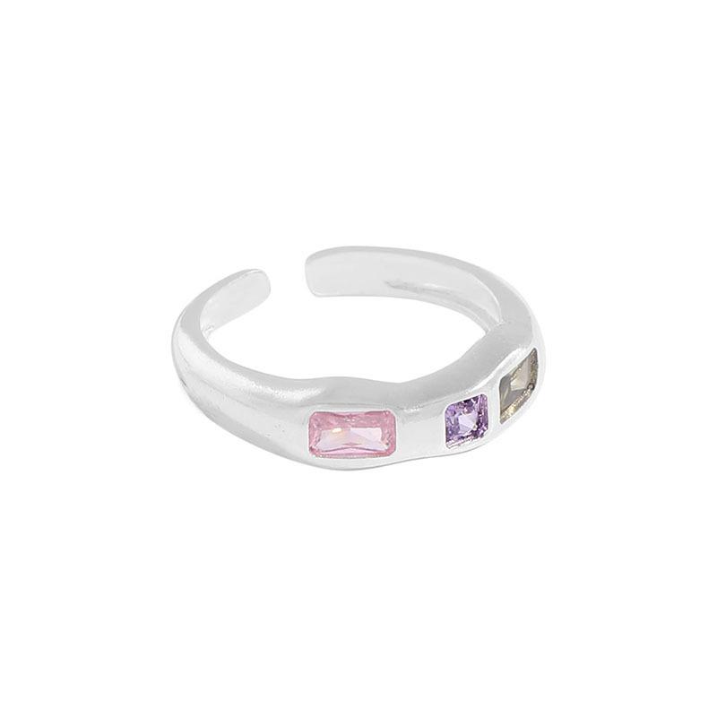 JWER Luxury Colorful Zircon Heart-Shaped Adjustable Ring for Women Retro Index Finger Elegent Crystal Ring Party Jewelry Gifts