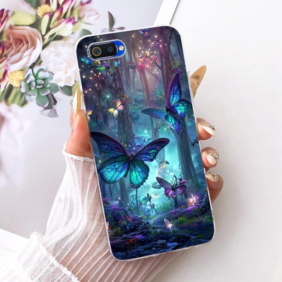 For Oppo A1k Case CPH1923 Luxury Flowers Butterfly Painted Cover Soft Silicone Case For Realme C2 RMX1941 OppoA1k RealmeC2 Shell