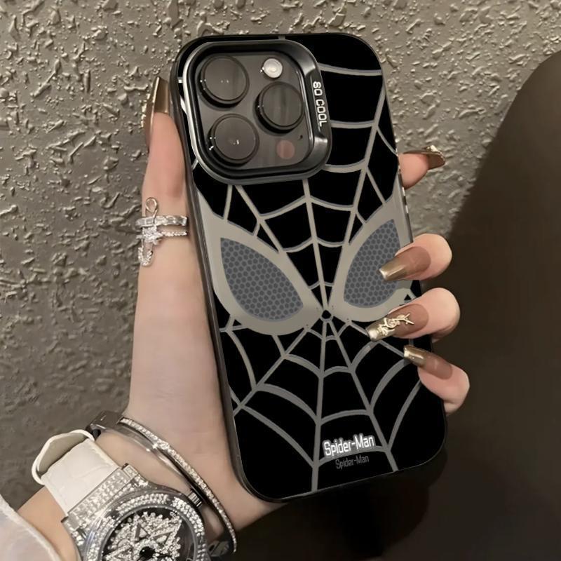 Black and white Spider-Man energetic case for iPhone 17/16/15/14 Pro Max, new iPhone 13.