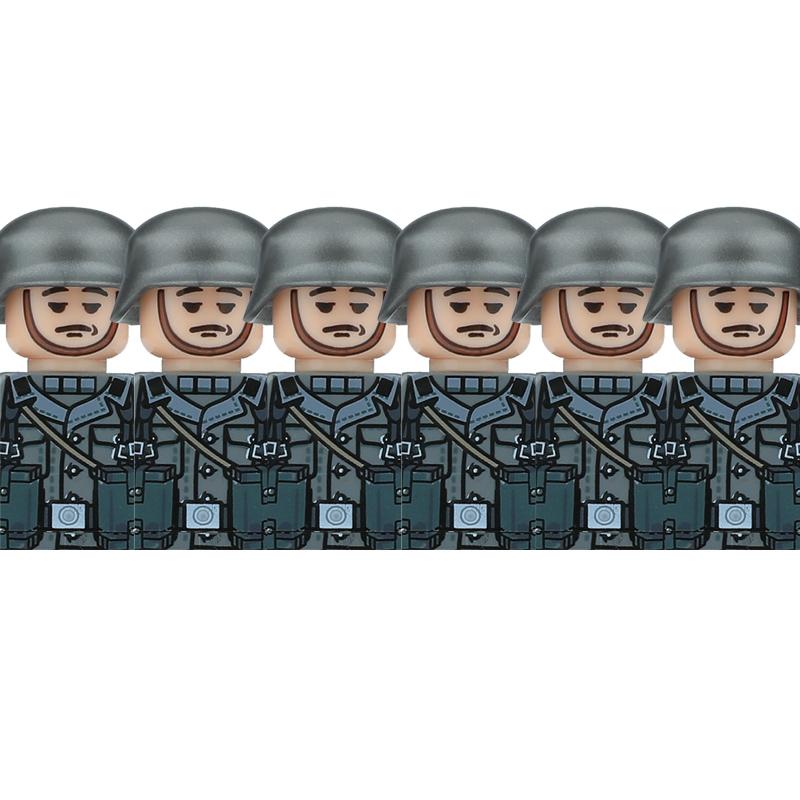 Вторая Мировая Война Военные Немецкие Солдаты Фигурки Шлем Строительные Блоки Армия Пехотинец Воин Артиллерист Броня Пушка Жилет Оружие Кирпичи Игрушки