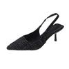 French Xiaoxiangfeng High-heeled Bag-head Sandals Women's 2024 New Summer Thin-heeled Pointed-toe Slip-on Shoes