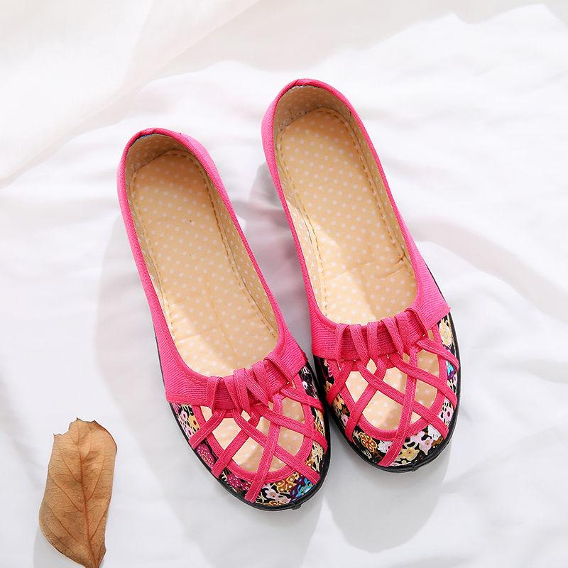 Туфли на плоской подошве, женские туфли-лодочки, 2024, обувь для народных танцев с цветочным узором, легкие удобные сандалии, женские Zapatos de mujer