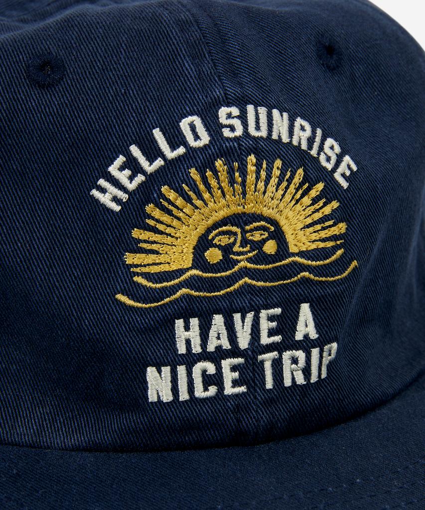 HELLO SUNRISE Винтажная кепка 6-панельная с арочным логотипом, свободный крой_Темно-синий