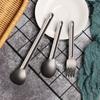 New Pure EDC Camping Tool Cutlery Fork Long Handle Spoon Outdoor Picnic Accessories Titanium Cookware