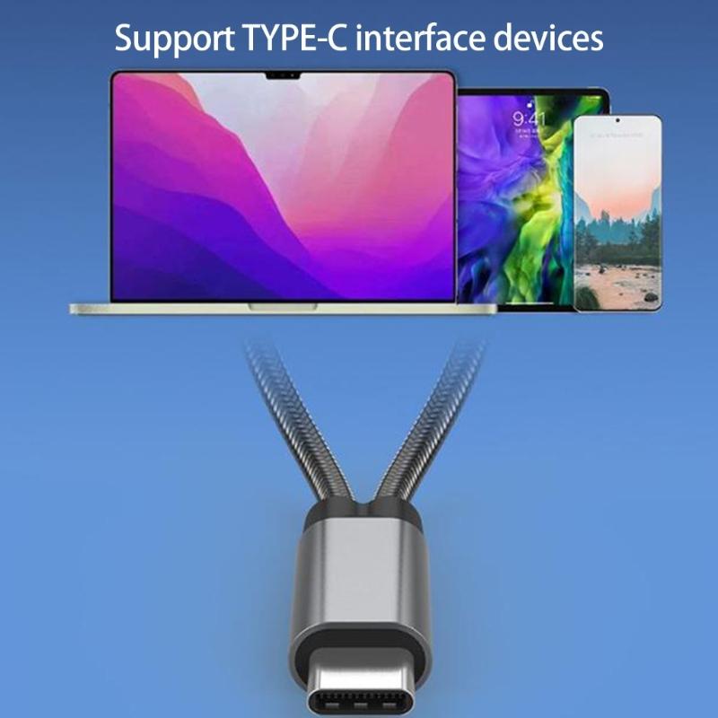 USB C разветвитель 1 в 2 выхода Двойной USB C Адаптер для зарядки наушников Type C Звуковой адаптер PD60W Кабель для быстрой зарядки