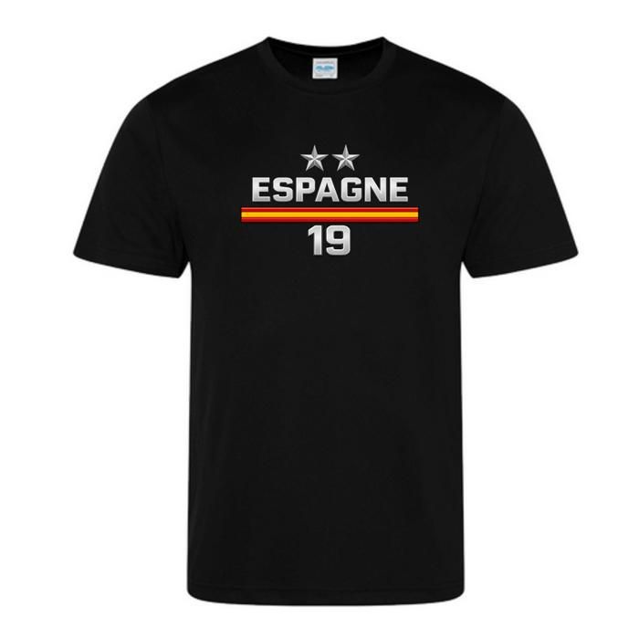 Maillot de Foot enfant style Espagne 2 étoiles – Champion du Monde 2026 - Noir