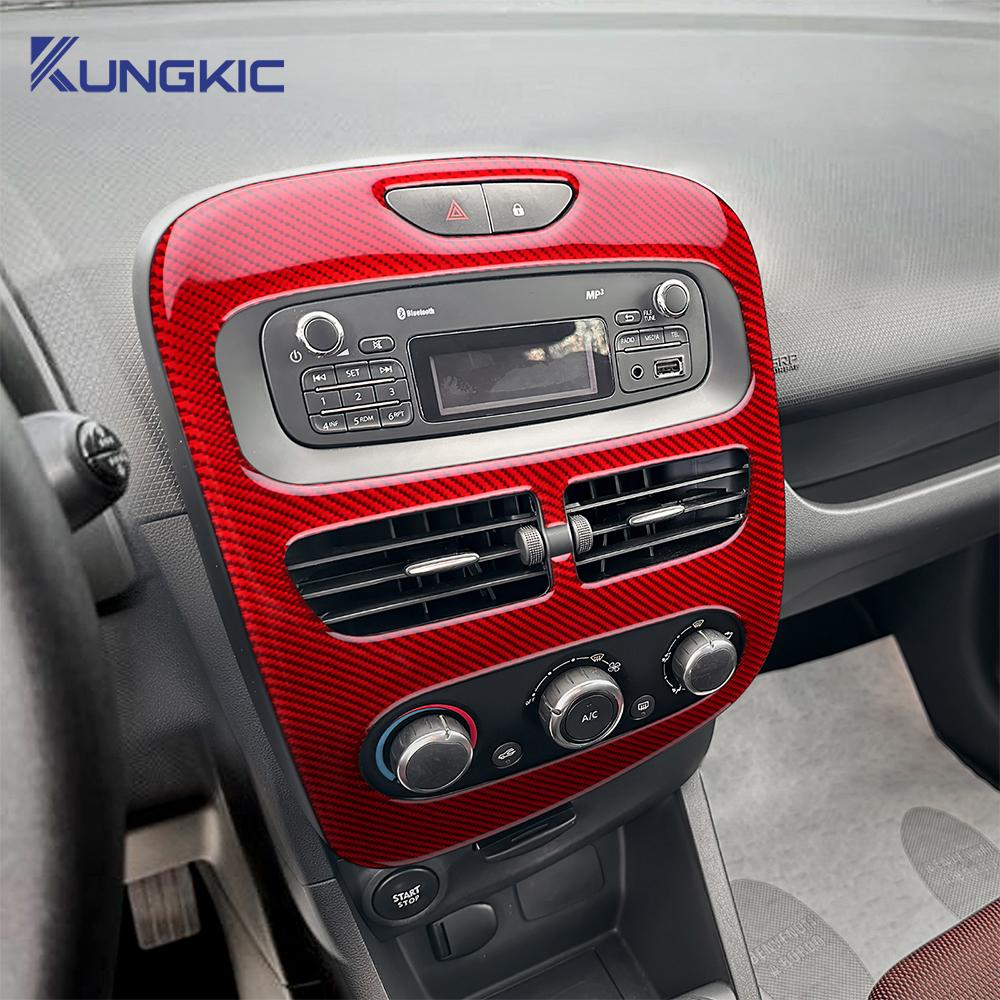 Для Renault Clio 4 2013 2014 2015 2016 2017 2018 Настоящая мягкая наклейка из углеродного волокна для центральной панели управления автомобиля LHD RHD