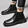 Мужские модные уличные нескользящие зимние бархатные ботильоны, мужская повседневная обувь из натуральной кожи в британском стиле в ковбойском стиле