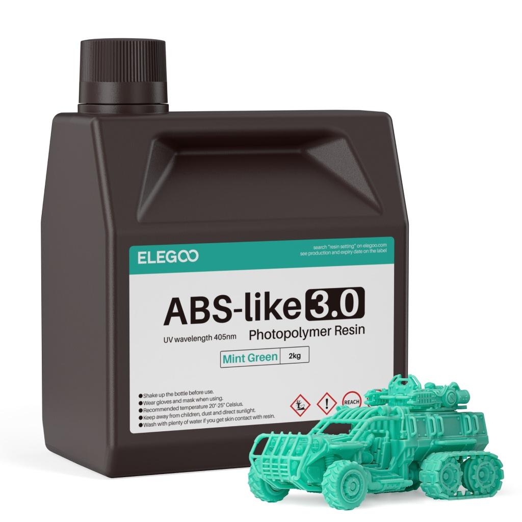 ELEGOO ABS-like Resin 2kg 3D Printer Resin  405nm UV Curing  for LCD 3D Printing,High Precision,Low Odor,Grey 2000g