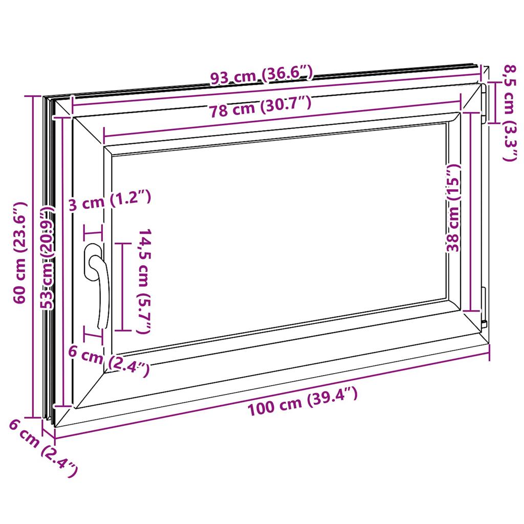 Basement Window RISOR 100 x 60 cm PVC and Glass Anthracite