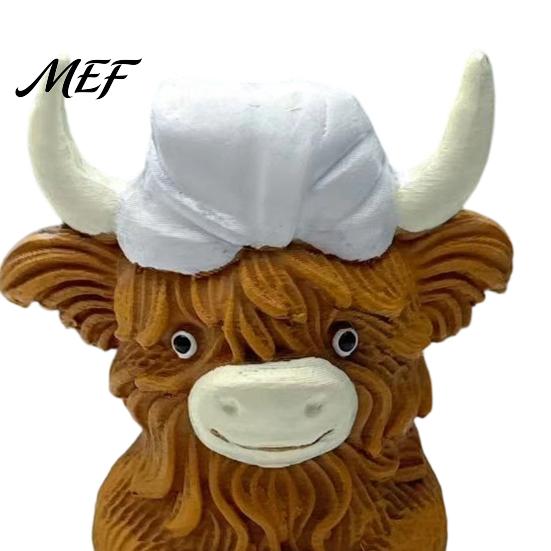 Healing Home Decor Pieces Highland Cow Resin Figurine, Cute Bath Cap Statue, Small Animal Sculpture for Table Desk Shelf Vanity Bathroom, Unique Gift