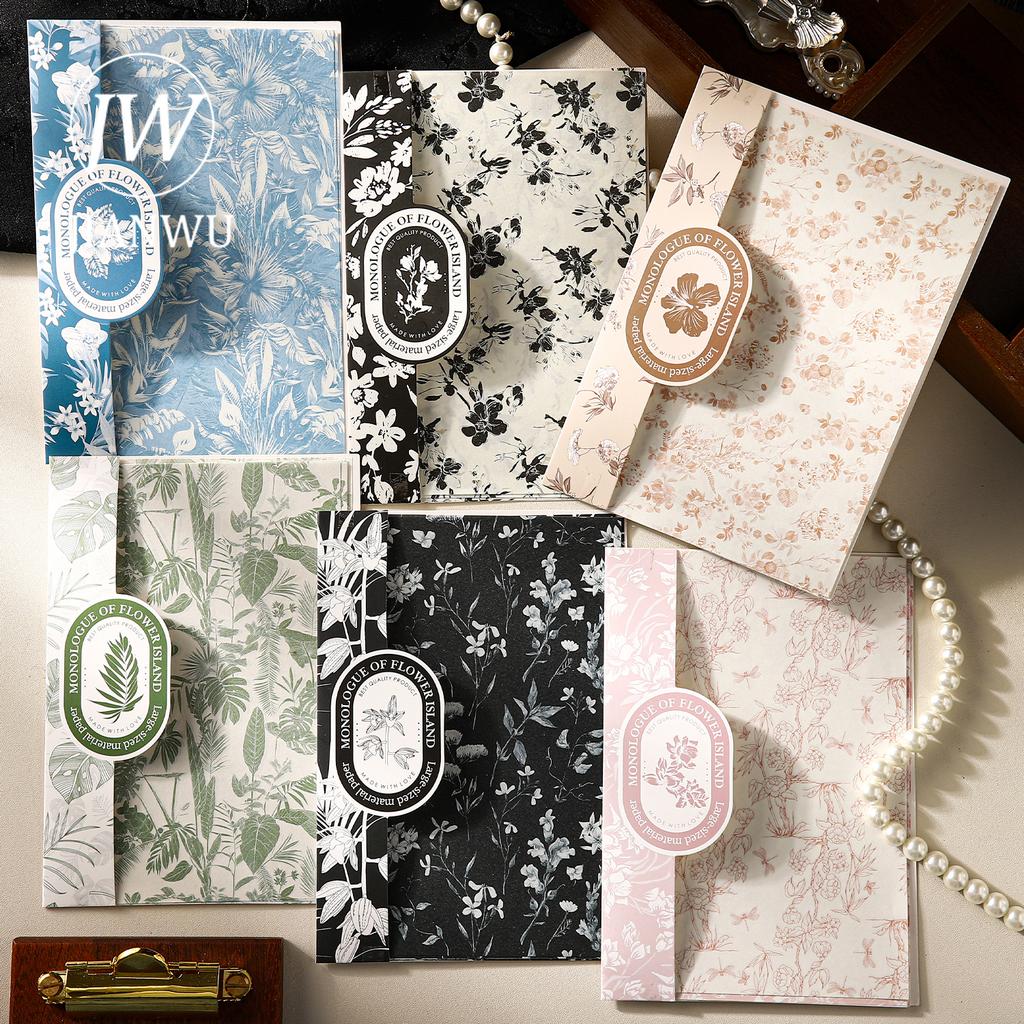 JIANWU Huayu Monologue Series Vintage Plant Flower Landscape Collage Scrapbook Material Paper Creative Junk Journal Stationery