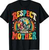 Respect Your Mother Disco Ball Mothers Day Retro Sunset Mom T-Shirt