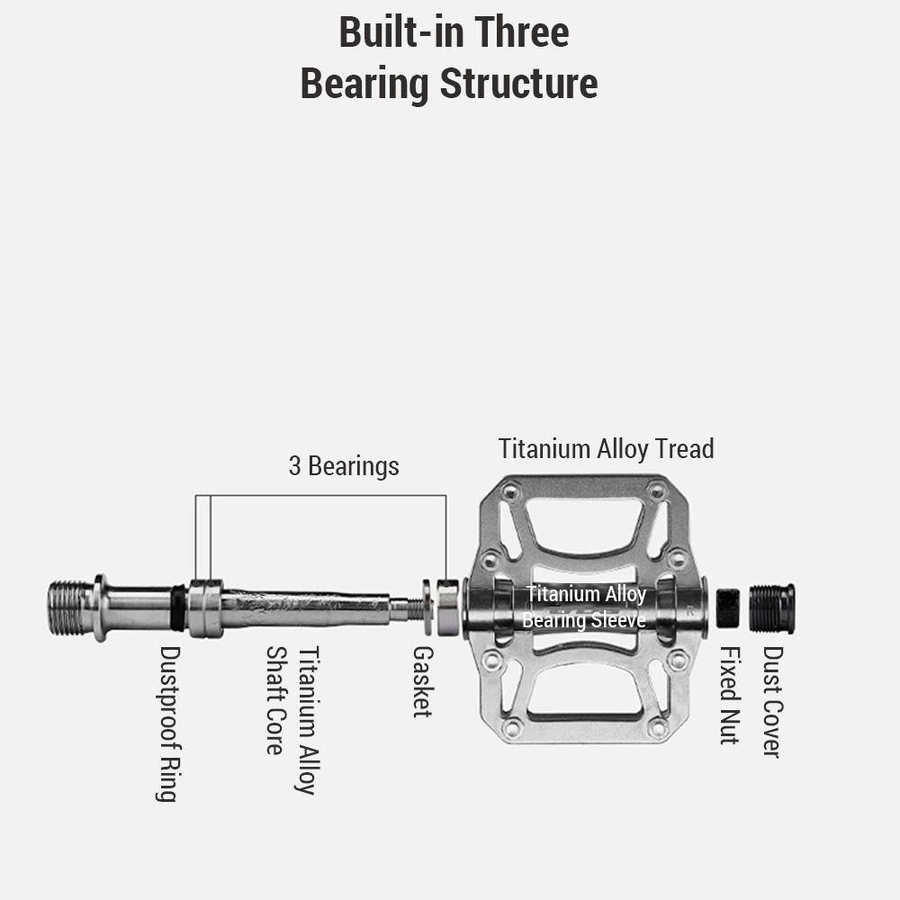 1 пара педалей для шоссейного горного велосипеда, 3 подшипника, велосипедные педали, плоские педали из титанового сплава, легкие