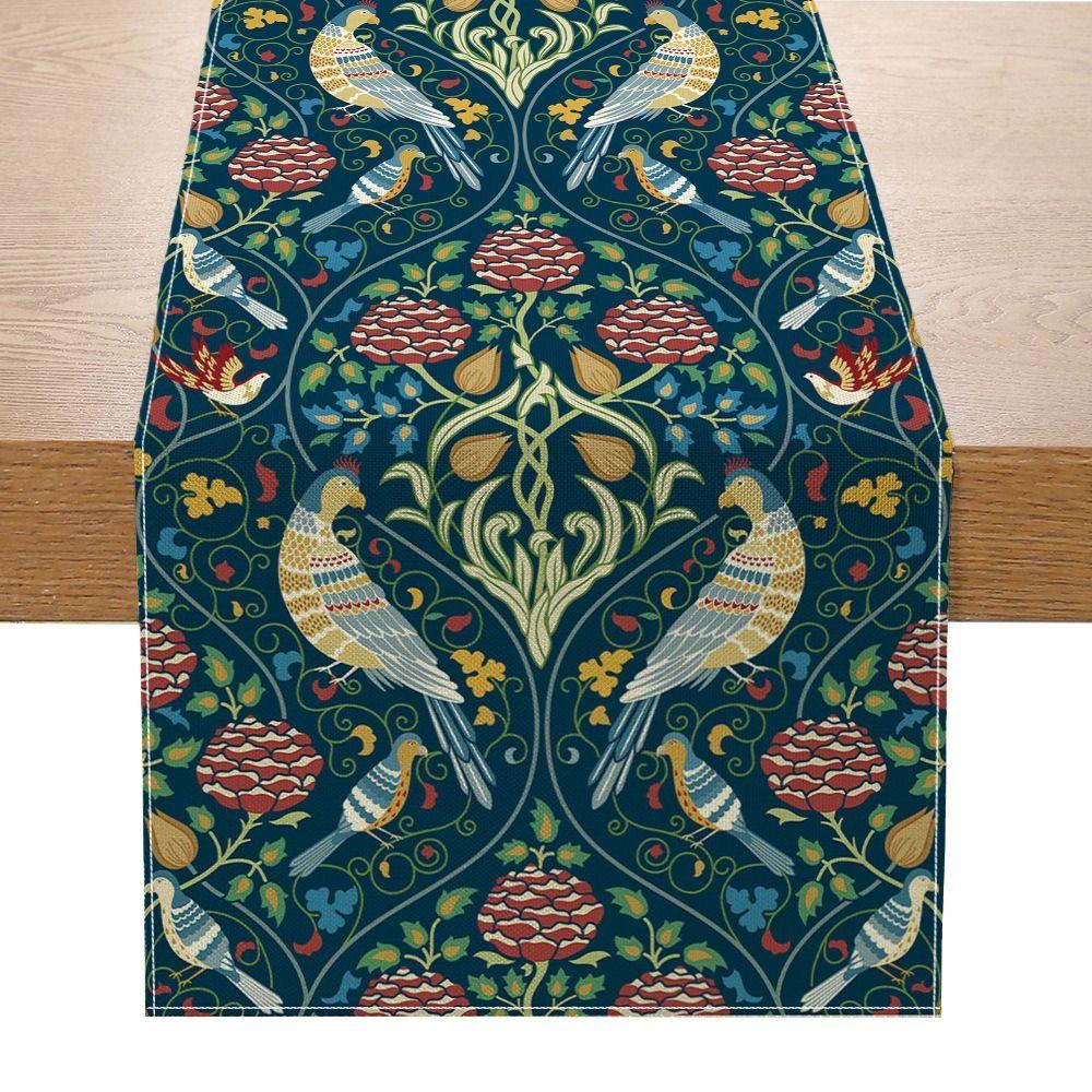 Flourishing Flowers Table Cover Pastoral Style Tablecloth Floral Table Runner  Home Decor