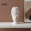 Angel Statue Decor 3D Printed Hooded Figurine, Elegant White Winged Statue, Artistic Home European Style Minimalist Desktop Sculpture for Office