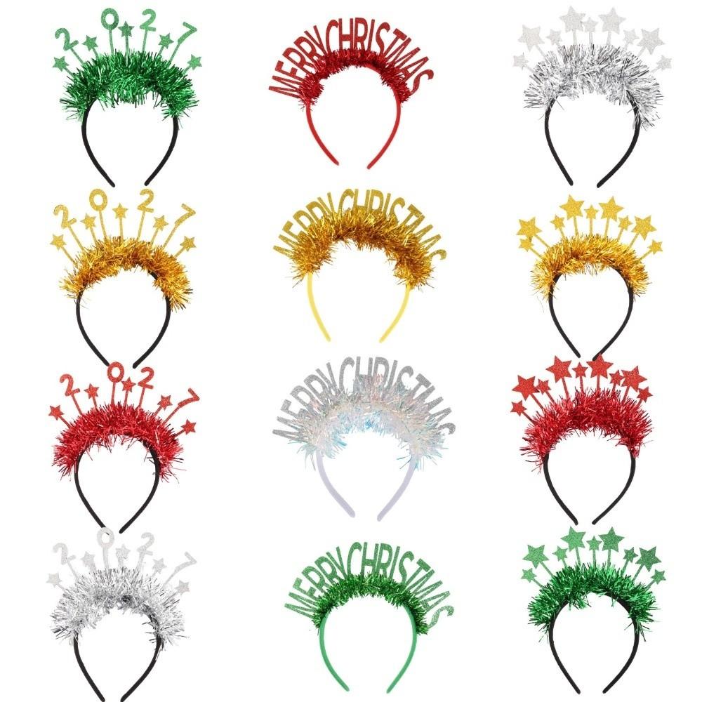 Glitter Christmas Hairband Star Sequin Party Photo Props Happy New Year Headband Party Supplies