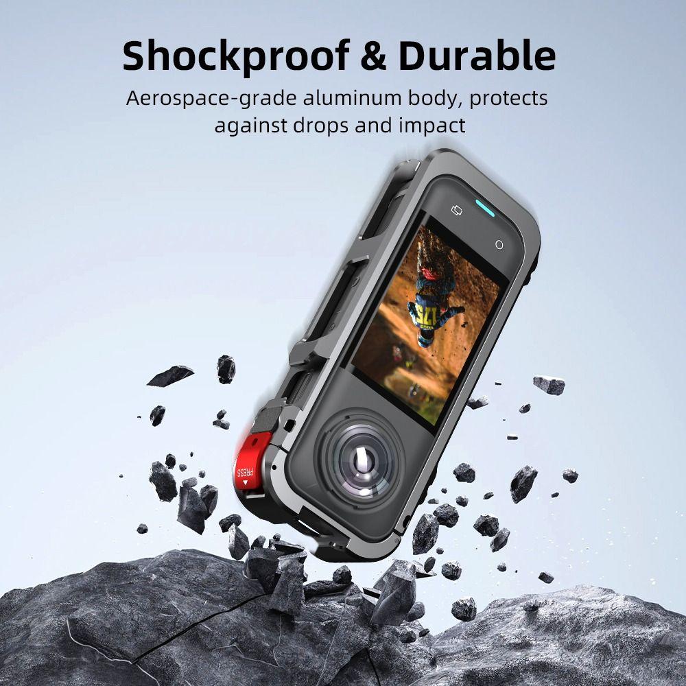 С крышкой объектива, металлический каркас, клетка для камеры из алюминиевого сплава для экшн-камеры Insta360 X5, аксессуары