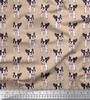 Soimoi Japan Crepe Satin Fabric Bow & Boston Terrier Dog Print Fabric by the Metre 42 Inch