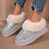 Faux Fur Non-Slip Snow Boots Women Bling Sequin Platform Plush Winter Boots Woman Outdoor Casual Warm Cotton-Padded Shoes Female