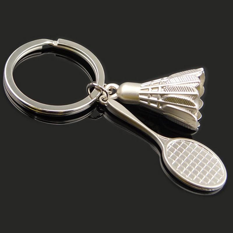 Металлический брелок для ключей «Бадминтон», имитация 3D-кулона «Бадминтон», подвеска для спортзала