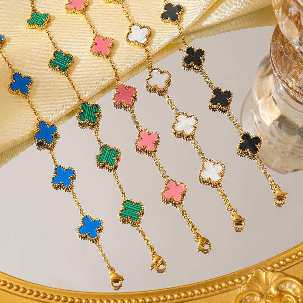 Браслет с четырехлистным клевером, женские украшения, аксессуары