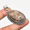 Rock Fossil Gemstone Handmade 925 Silver Plated Jewelry Pendant 2.08"