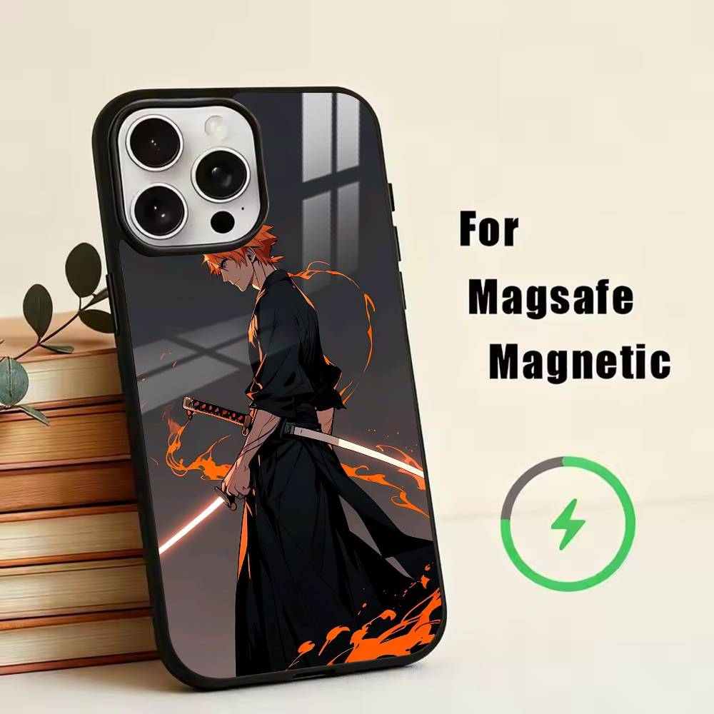 Чехол для телефона Bleach Куросаки И-Ичиго для iPhone 17, 16, 15, 14, 13, 12, 11 Plus, Pro, Магнитный для Magsafe, Беспроводная зарядка