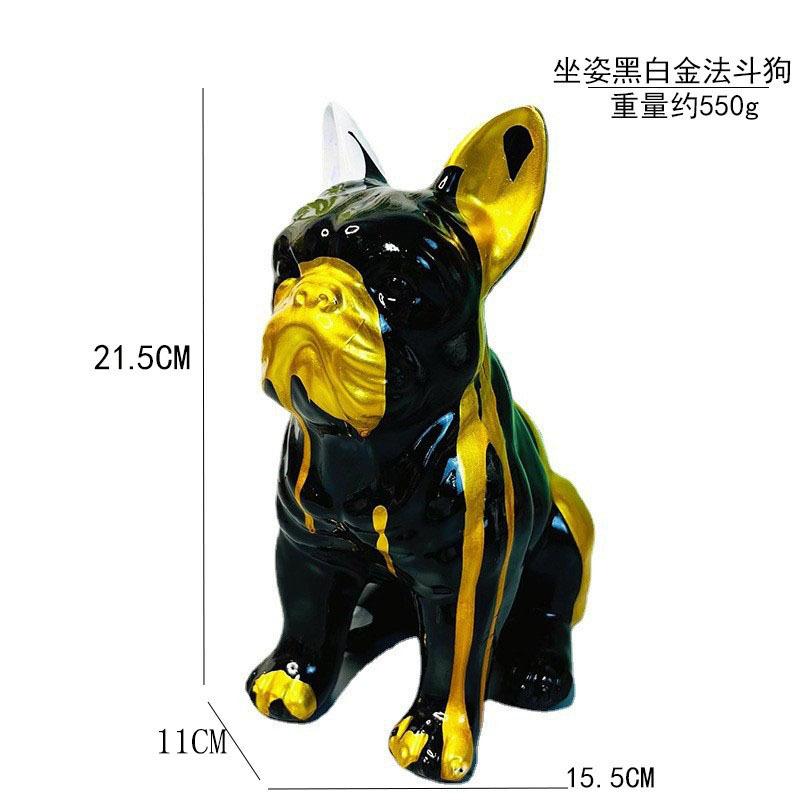 Color French Bulldog Fighting Ornament Resin Crafts Home Modern Interior Hallway Housewarming Decoration Gift Home Accessories