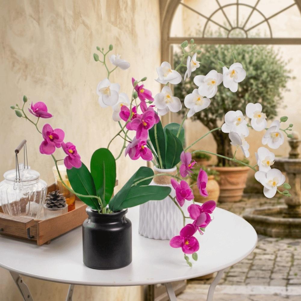 Realistic Simulation Orchid Flowers 5 Heads Fake Flower Artificial Orchid Outdoor Garden Decor