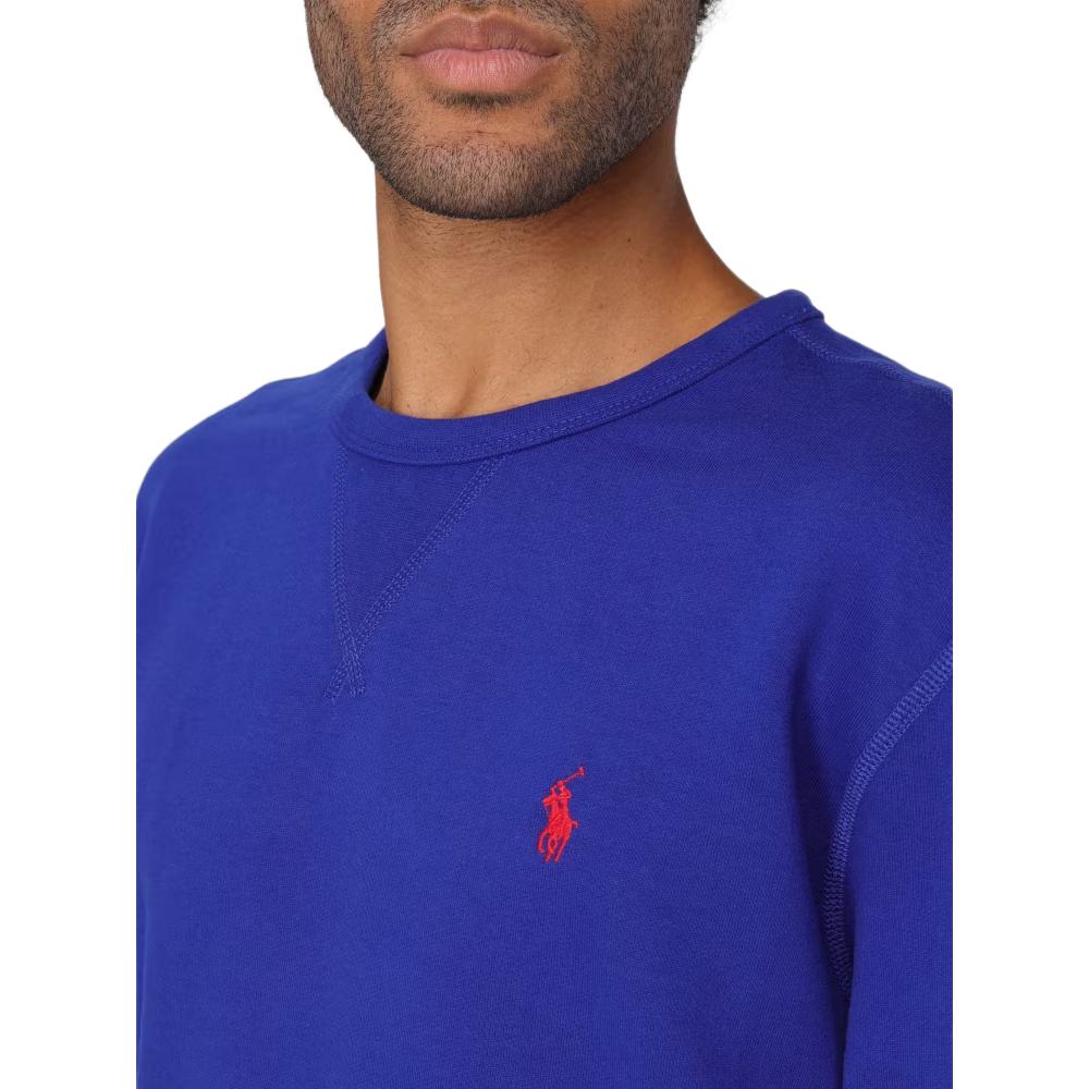 Polo Ralph Lauren Пуловер с круглым вырезом и вышивкой логотипа, со спущенным плечом, с длинным рукавом, мужской свитер, синий 710766772-014