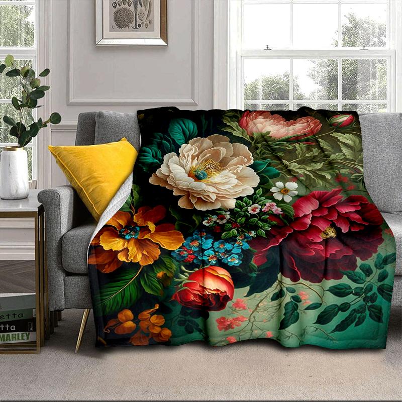 Stained Glass Peonies Blanket Flannel Blanket Throw Blanket Sofa Cover Blanket Soft Premium Blanket Picnic Blanket Tv Blanket Gifts