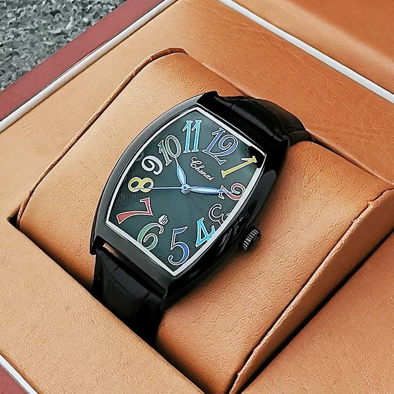 CHENXI High Quality Men's Watch Tonneau Colorful Fashion Calendar Luminous Waterproof Quartz Watches For Male Original Clock