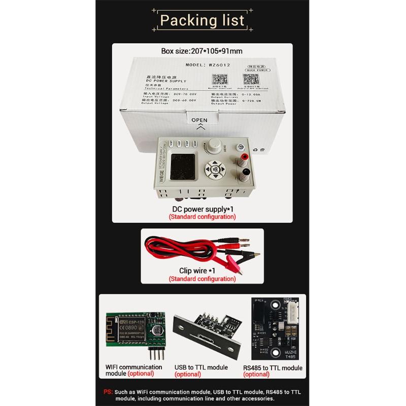 60В 12А Регулируемый ЧПУ для источника питания постоянного тока Понижающий модуль источника питания Стабилизация напряжения Стабилизация тока ЖК-экран