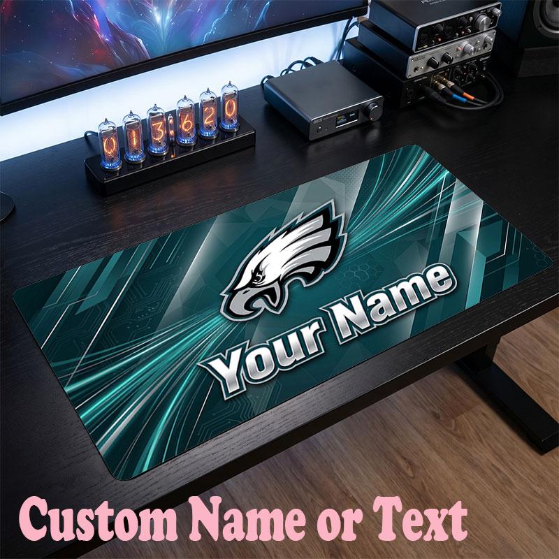 Philadelphia Eagles Customized Name Text Mouse Pad, Large Desk Mouse Mat Personalized Home Office Present
