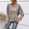 Women's Fashion Casual Spring Autumn Solid Color Print Long Sleeve O-Neck Blouses & Shirts