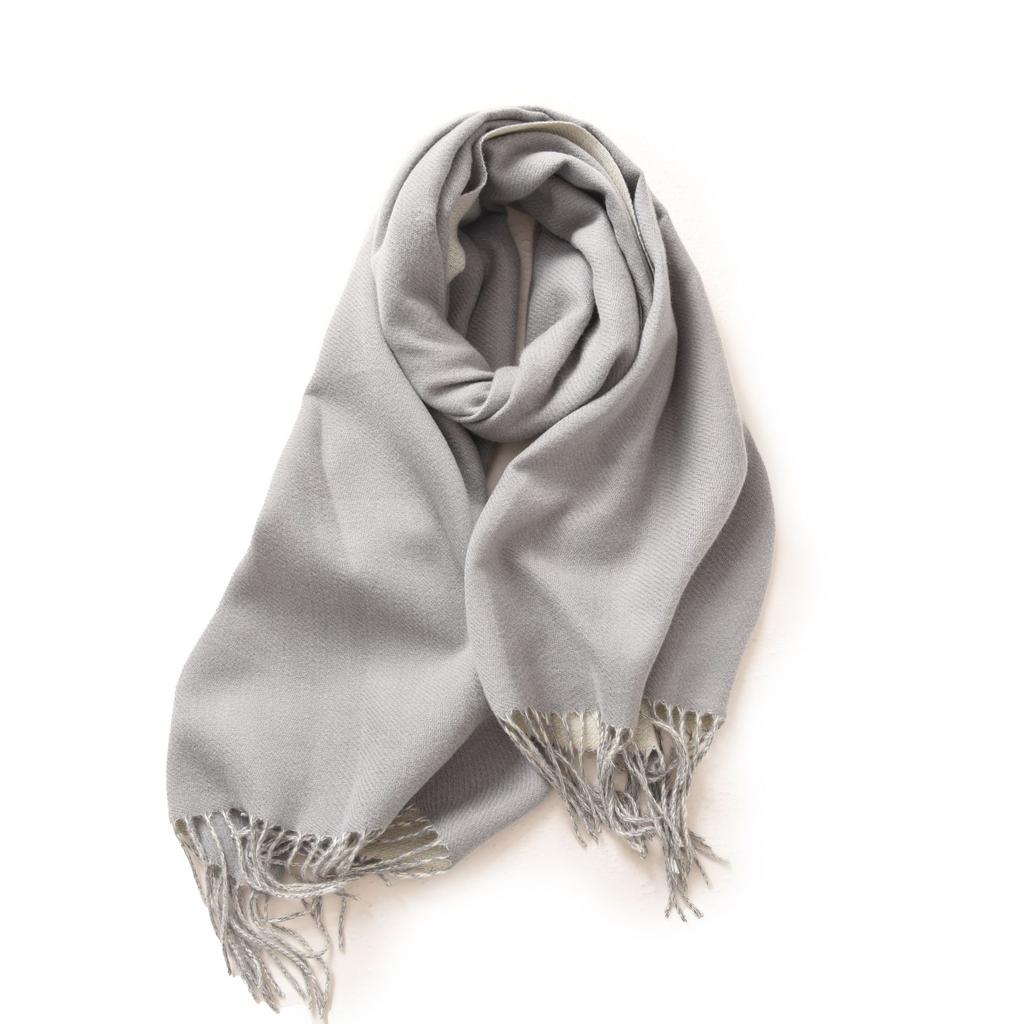 Double Sided Solid Color Scarf For Women's Winter Imitation Cashmere Warm Tassels